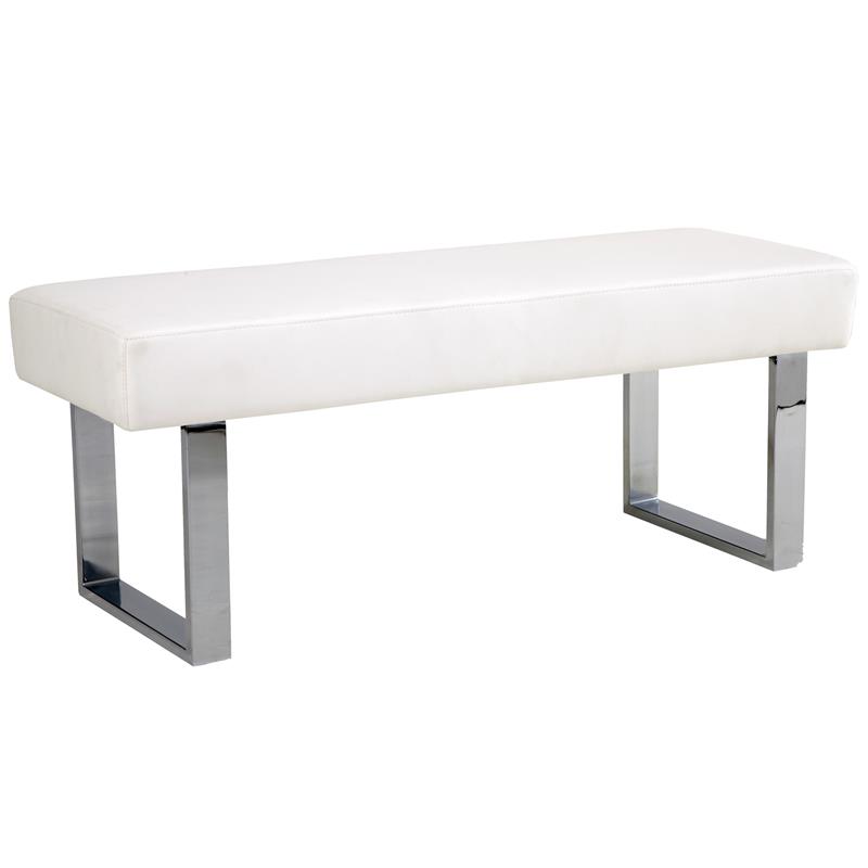 Armen Living Amanda 3-Piece Rectangular Faux Leather & Metal Dining Set in White