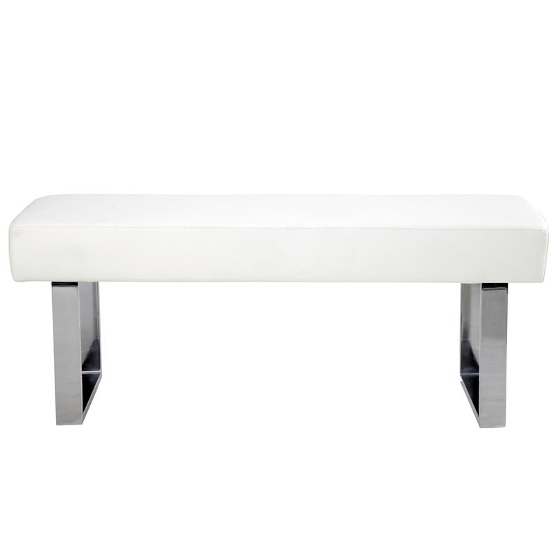 Armen Living Amanda 3-Piece Rectangular Faux Leather & Metal Dining Set in White