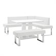 Armen Living Amanda 3-Piece Rectangular Faux Leather & Metal Dining Set in White