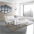 Armen Living Amanda 5-Piece Modern Wood & Metal Dining Set in White