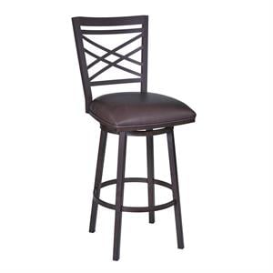 Armen Living Fargo 30&quot Modern Metal Swivel Bar Stool in Brown/Auburn Bay