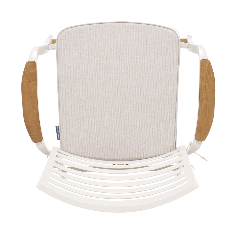 Armen Living Portals Outdoor Aluminum Patio Barstool in Light Matte White