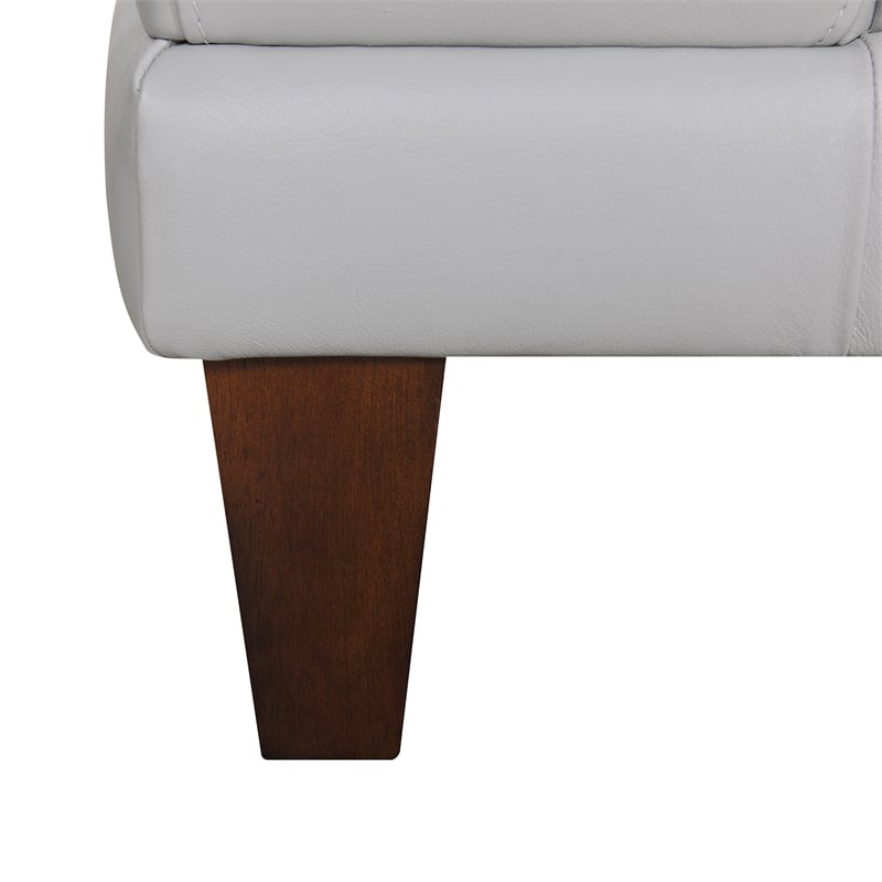 Armen Living Wynne Modern Genuine Leather and Wood Sofa in Dove Gray/Brown