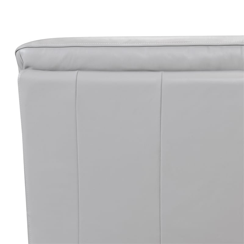Armen Living Zanna Modern Genuine Leather and Wood Sofa in Dove Gray/Brown