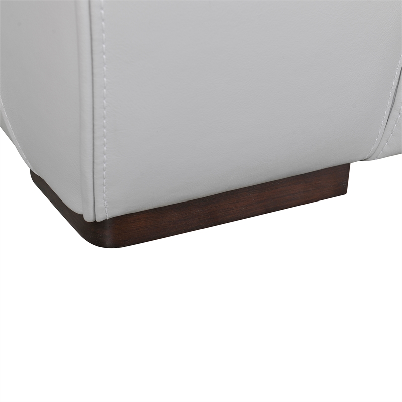 Armen Living Zanna Modern Genuine Leather and Wood Sofa in Dove Gray/Brown