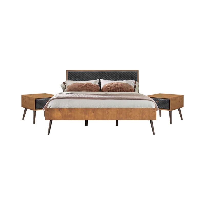 Armen Living Coco 3-Piece Wood King Bedroom Set in Chocolate/Black