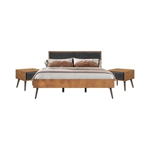 Armen Living Coco 3-Piece Wood King Bedroom Set in Chocolate/Black