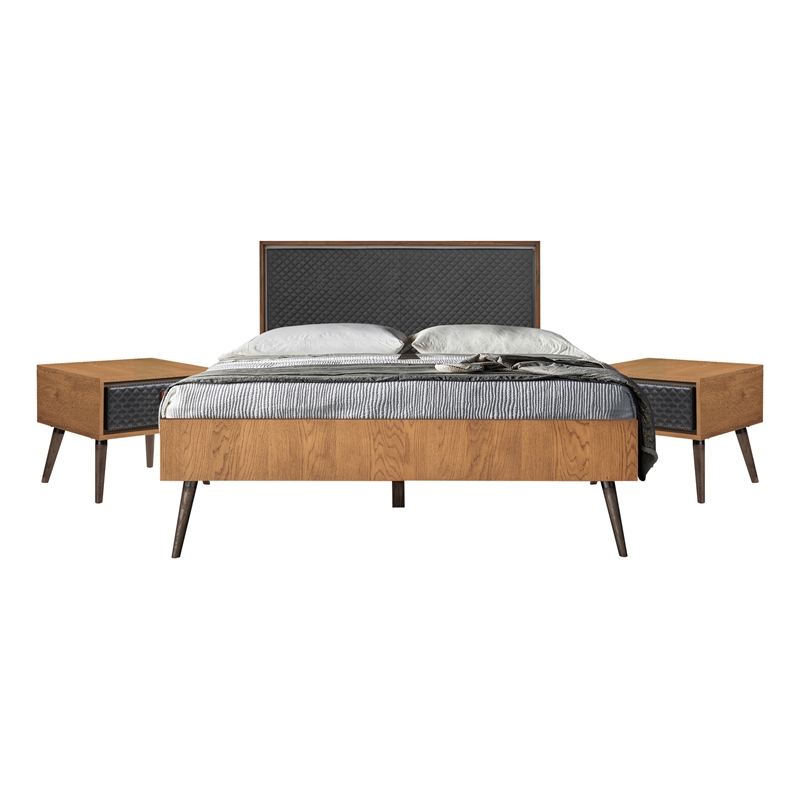 Armen Living Coco 3-Piece Wood Queen Bedroom Set in Chocolate/Black