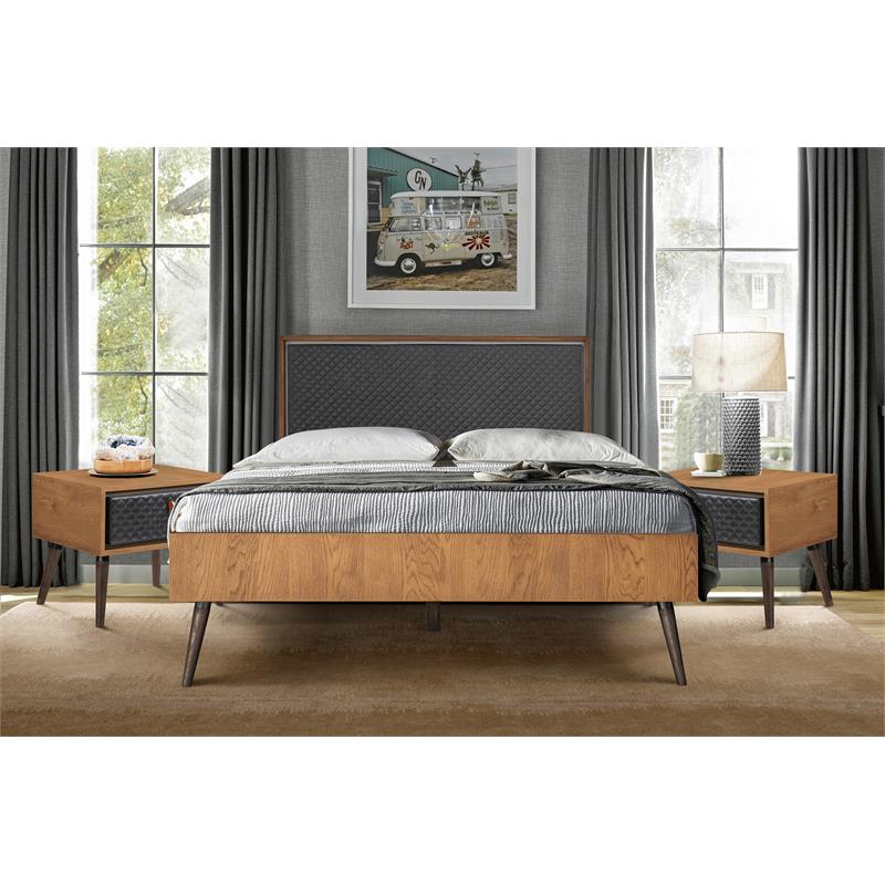 Armen Living Coco 3-Piece Wood Queen Bedroom Set in Chocolate/Black