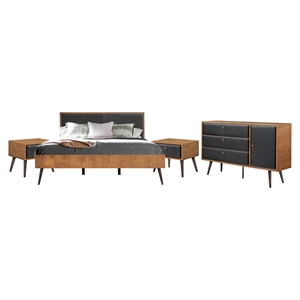 Armen Living Coco 4-Piece Wood King Platform Bedroom Set in Chocolate/Black