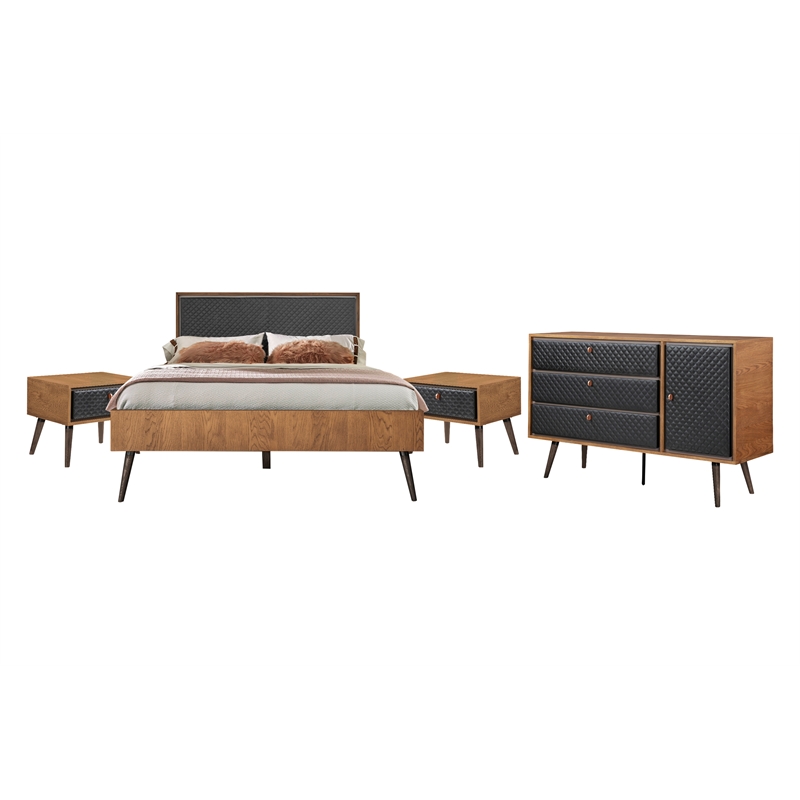 Armen Living Coco 4-Piece Wood Queen Platform Bedroom Set in Chocolate/Black