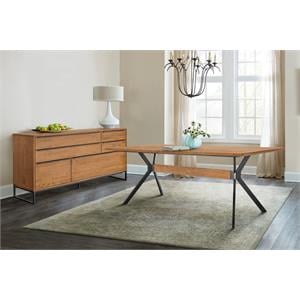Armen Living Nevada 2-Piece Wood Dining Table and Sideboard in Brown/Black