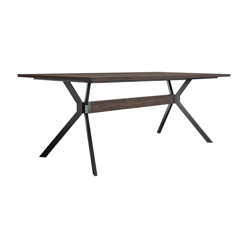 Armen Living Nevada Modern Wood 2PC Set Dining Table and Sideboard in Dark Brown