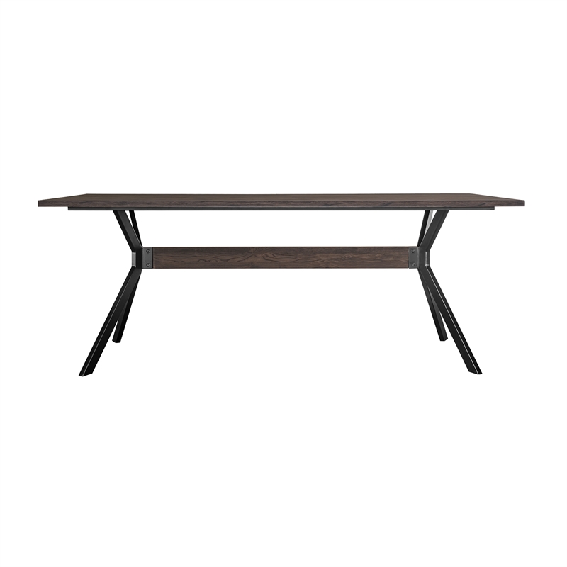 Armen Living Nevada Modern Wood 2PC Set Dining Table and Sideboard in Dark Brown