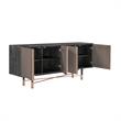 Armne Living Turin Solid Wood Dining Table and Buffet Set - Brushed Black/Copper