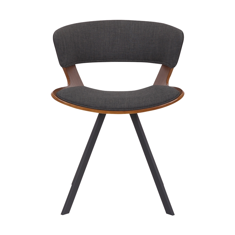 Armen Living Ulric Modern Wood Dining Room Accent Chair in Gray/Walnut