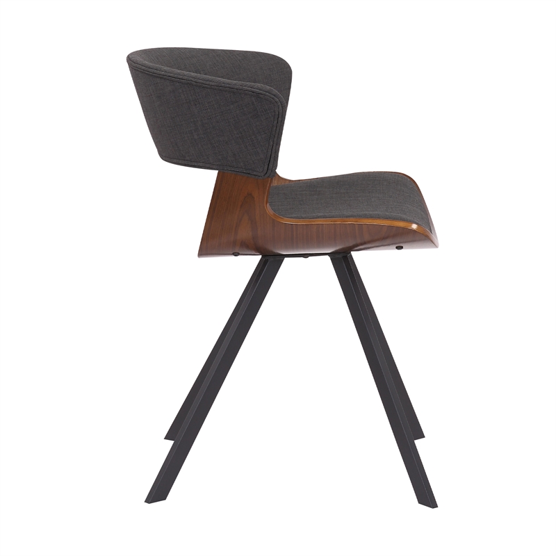 Armen Living Ulric Modern Wood Dining Room Accent Chair in Gray/Walnut