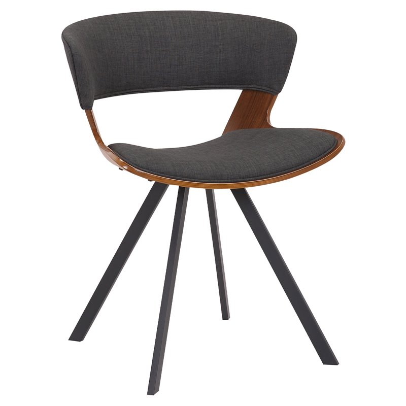 Armen Living Ulric Modern Wood Dining Room Accent Chair in Gray/Walnut