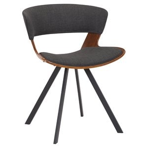 Armen Living Ulric Modern Wood Dining Room Accent Chair in Gray/Walnut