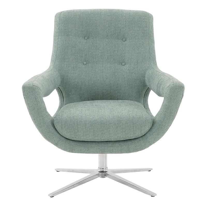 Armen Living Quinn Adjustable Modern Fabric Swivel Accent Chair with Spa Blue