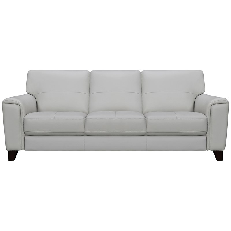 Armen Living Bergen Square Arm Modern Leather Sofa in Dove Gray