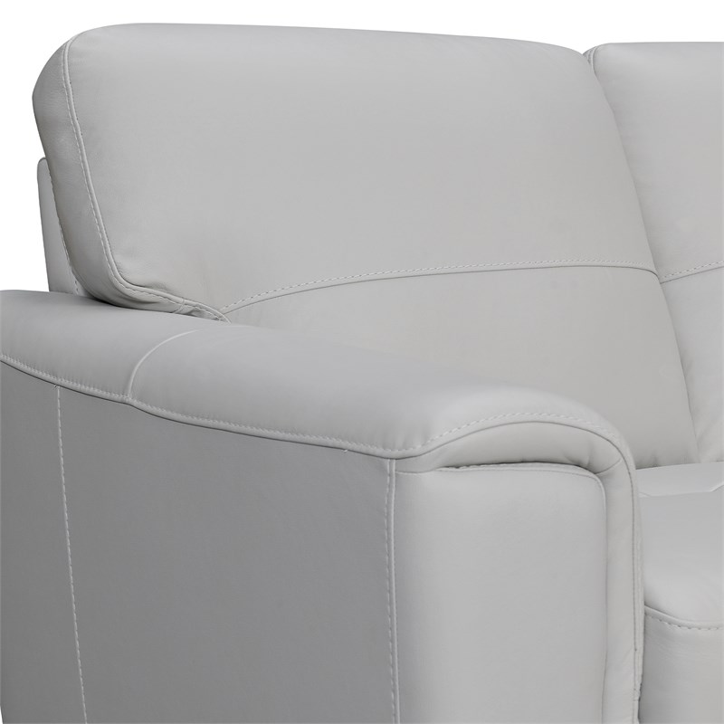 Armen Living Bergen Square Arm Modern Leather Sofa in Dove Gray
