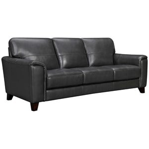 Armen Living Bergen Modern Leather Square Arm Sofa in Pewter