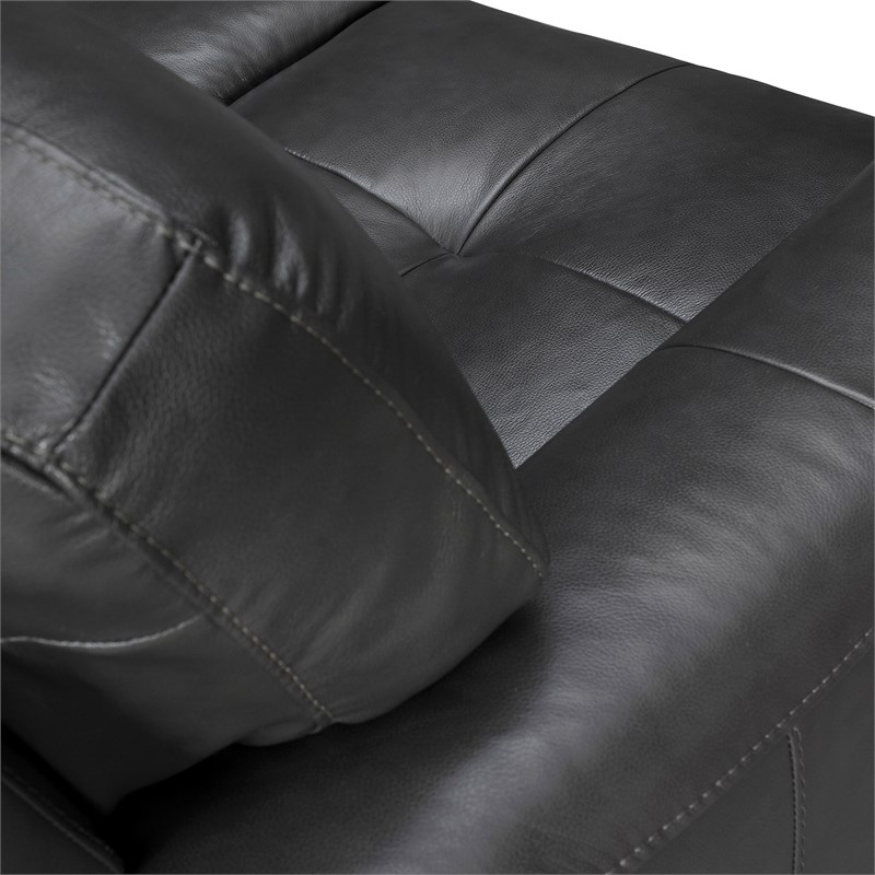 Armen Living Bergen Modern Leather Square Arm Sofa in Pewter