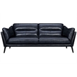 Armen Living Franz Modern Genuine Leather Sofa in Blue Midnight