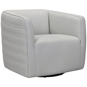 Armen Living Melanie Modern Leather Swivel Barrel Chair in Gray