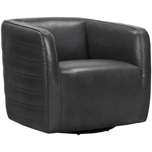 Armen Living Melanie Upholstered Modern Leather Barrel Chair in Pewter