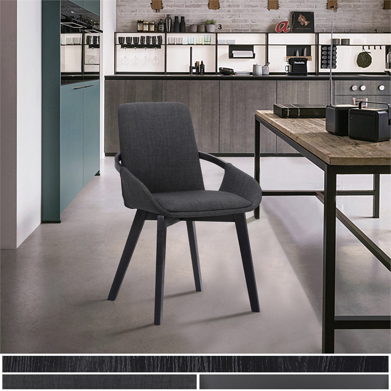 Armen Living Greisen Modern Fabric Dining Room Chair in Charcoal/Black