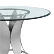 Armen Living Petal Round Stainless Steel/Glass Dining Table in Chrome/Clear
