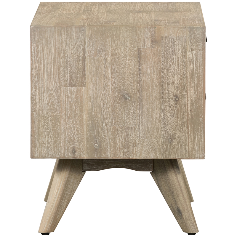 Armen Living Baly 2-Drawer Modern Wood Nightstand in Sandblast Gray