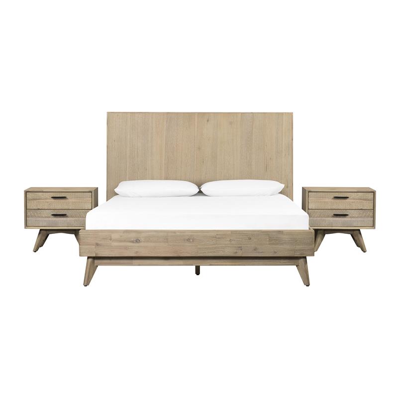Armen Living Baly 3-Piece Wood King Platform Bedroom Set in Gray Sandblast