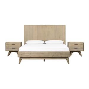 Armen Living Baly 3-Piece Wood King Platform Bedroom Set in Gray Sandblast