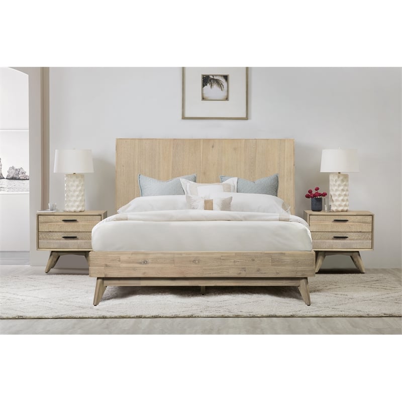Armen Living Baly 3-Piece Wood King Platform Bedroom Set in Gray Sandblast