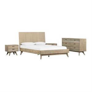 Armen Living Baly 4-Piece Wood King Platform Bedroom Set in Gray Sandblast