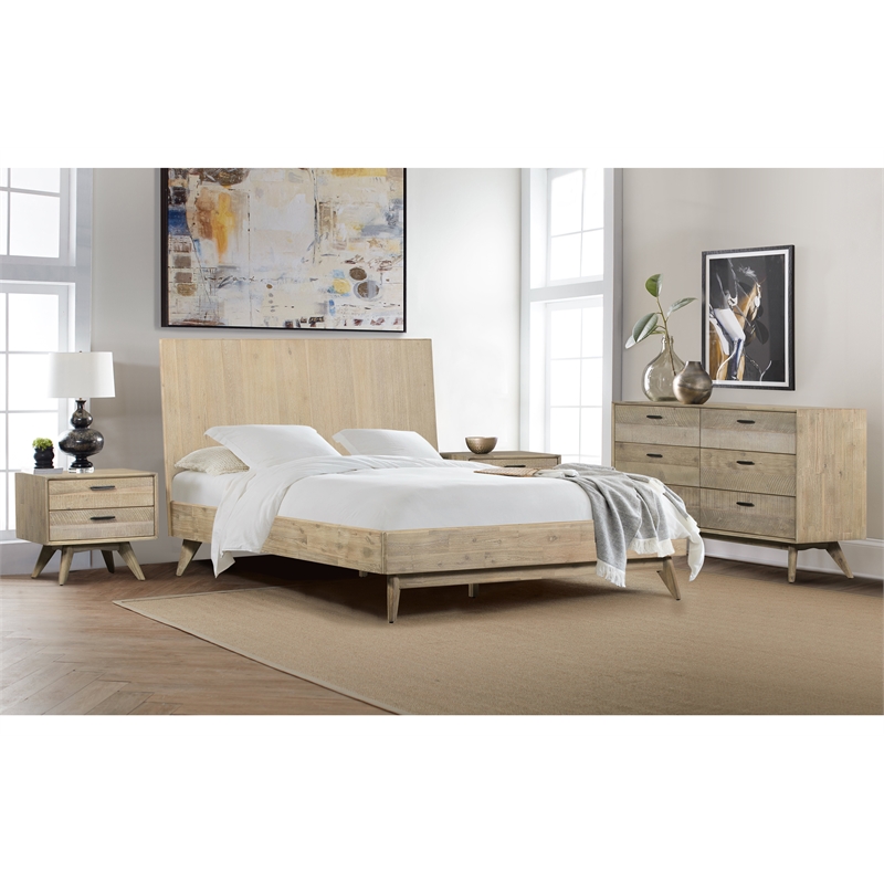 Armen Living Baly 4-Piece Wood King Platform Bedroom Set in Gray Sandblast