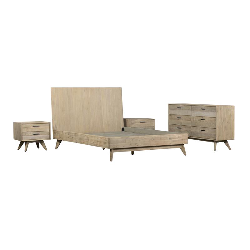 Armen Living Baly 4-Piece Wood King Platform Bedroom Set in Gray Sandblast