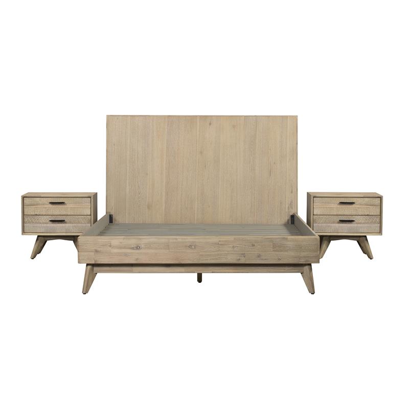 Armen Living Baly 3-Piece Wood Queen Platform Bedroom Set in Gray Sandblast