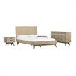 Armen Living Baly 4-Piece Wood Queen Loft Bedroom Set in Gray Sandblast