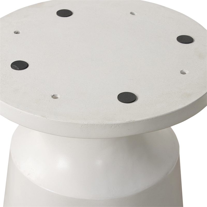 Armen Living Pinni Round Contemporary Stone Dining Table in White/Bronze