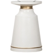 Armen Living Pinni Round Contemporary Stone Dining Table in White/Bronze