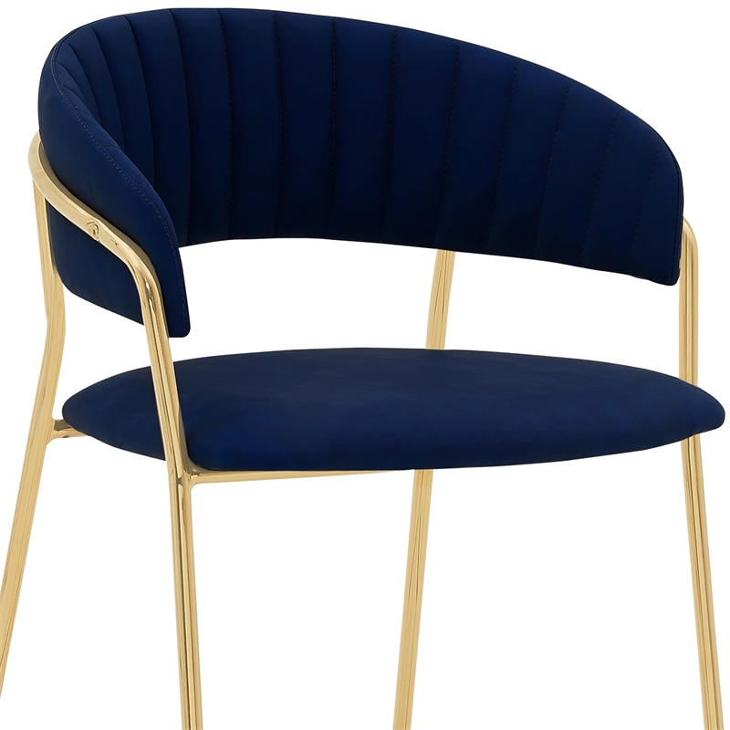 armen living nara 26&quot modern faux leather & metal counter stool in blue/gold