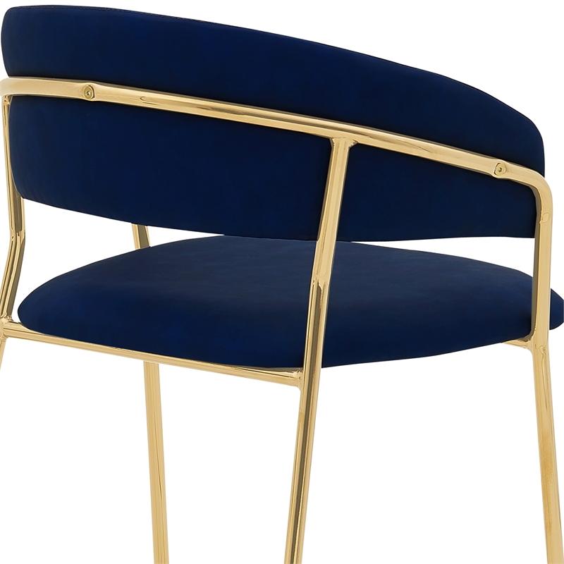 armen living nara 26&quot modern faux leather & metal counter stool in blue/gold