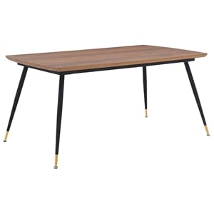 Armen Living Messina Contemporary Wood & Metal Dining Table in Walnut/Black