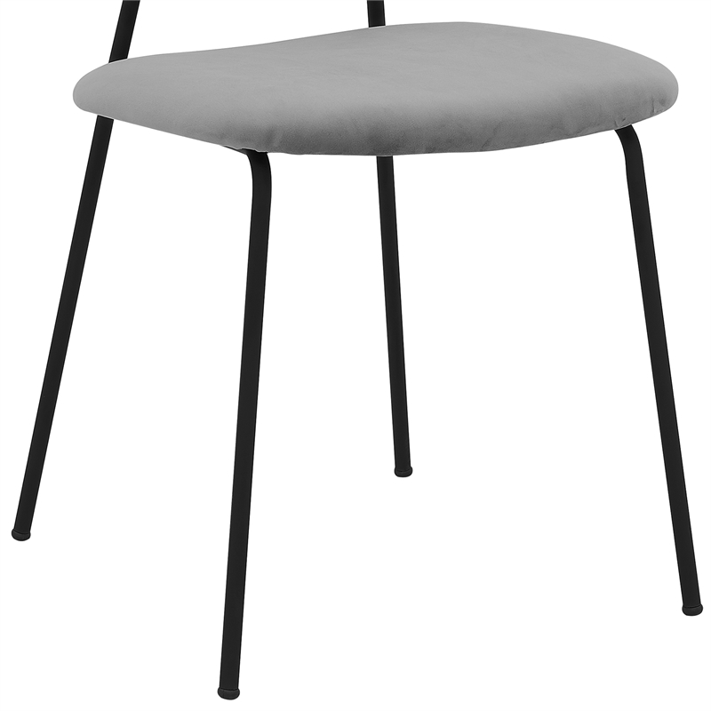 Armen Living Lucy Modern Velvet & Metal Dining Chair in Gray (Set of 2)