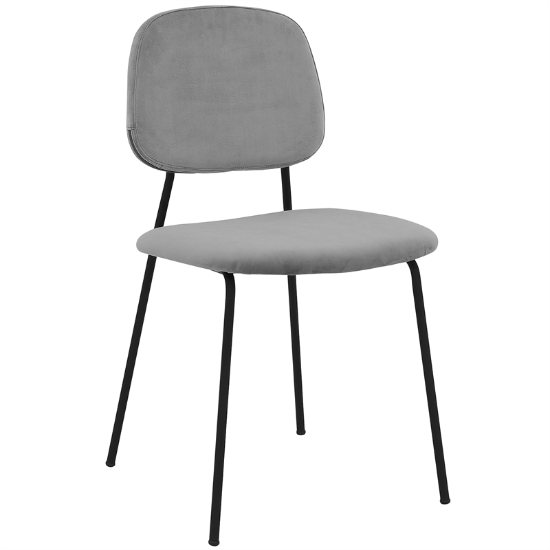 Armen Living Lucy Modern Velvet & Metal Dining Chair in Gray (Set of 2)