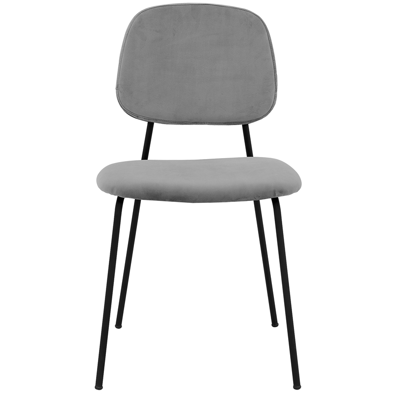 Armen Living Lucy Modern Velvet & Metal Dining Chair in Gray (Set of 2)